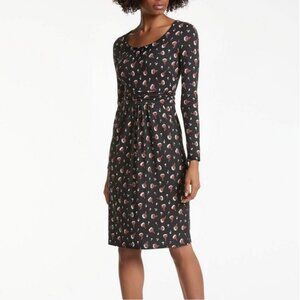 Boden Women's Mabel Jersey Dress Long Sleeve Waistband Poppy Print Size 12 Long